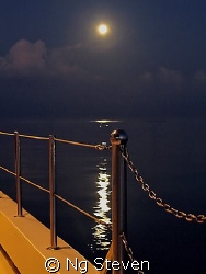 The setting moon before the break of dawn. Canon G5 by Ng Steven 